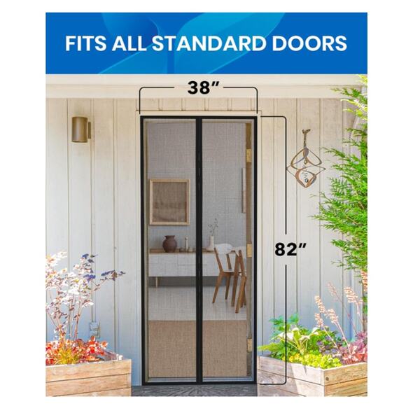 Screen Door Mesh 38x82" Easy Install, Strong Magnets,Hands-Free, Keeps Bugs Out - Picture 2 of 9